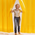 PVC curtain matt yellow 2x200mm/meter