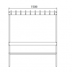 Single bench 1700x1500x400 with 10 hook rail