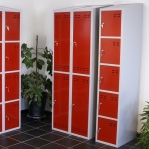 Storage locker, red/grey 5 compartments 1920x350x550