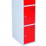 Storage locker, red/grey 4 compartments 1920x350x550