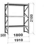 Lagerhylla startsektion 2100x1800x500 480kg/hyllplan,3 hyllor