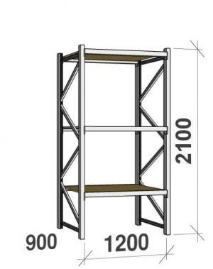 Starter bay 2100x1200x900 600kg/level,3 levels with chipboard