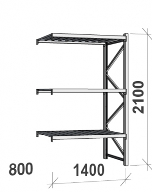 Maxi extension bay 2100x1400x800 600kg/level,3 levels with steel decks