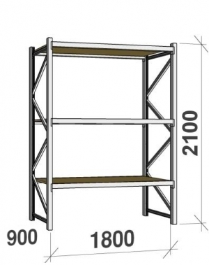 Lagerhylla startsektion 2100x1800x900 480kg/hyllplan,3 hyllor, spånskiva