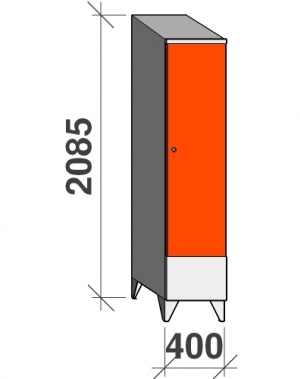 Locker 1x400, 2085x400x545 short door, sloping top