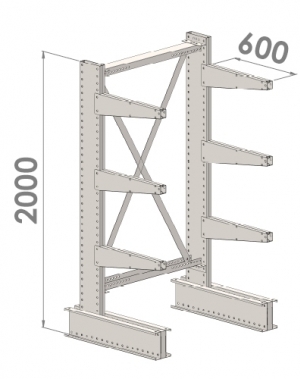 Grenställ startsektion 2000x1000x600,6 x arm