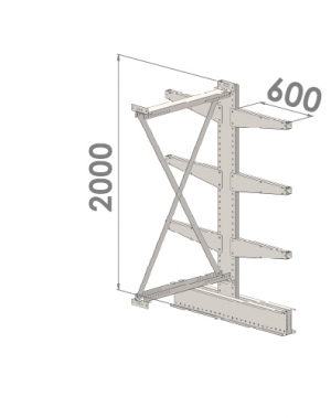 Grenställ följesektion 2000x1000x2x600,6 x arm