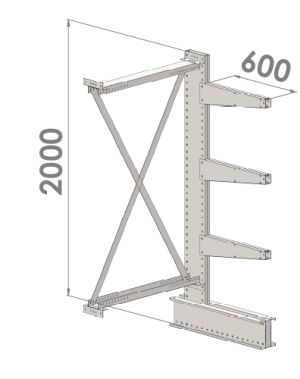 Grenställ följesektion 2000x1000x600,3 x arm