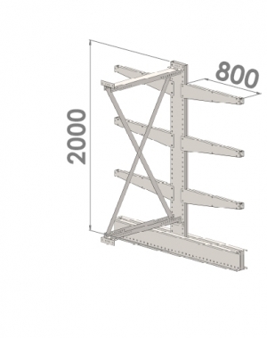 Grenställ följesektion 2000x1000x2x800,6 x arm