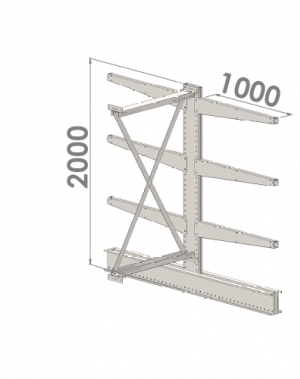 Grenställ följesektion 2000x1000x2x1000,6 x arm