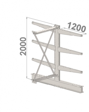 Grenställ följesektion 2000x1000x2x1200,6 x arm