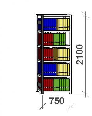 Starter bay 2100x750x300 200kg/shelf,6 shelves