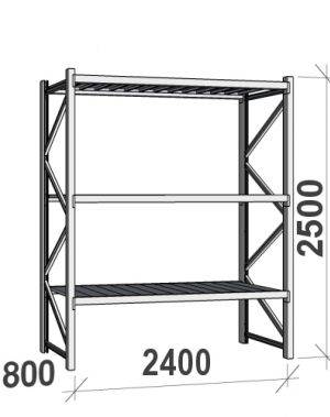 Maxi starter Bay 2500x2400x800 300kg/level,3 levels with steel decks