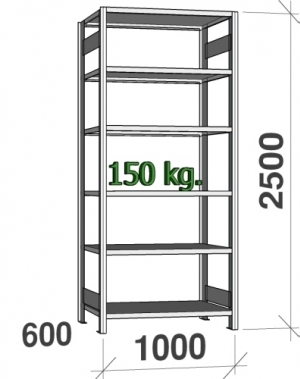 Starter bay 2500x1000x600 150kg/shelf,6 shelves