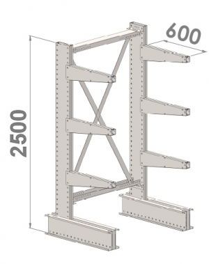 Grenställ startsektion 2500x1000x600,6 x arm