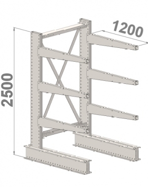 Grenställ startsektion 2500x1000x1200,6 x arm