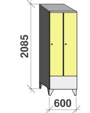 Skåp 2x300, 2085x600x545 kort dörr, sluttande topp