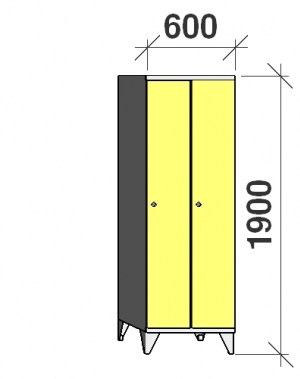 Skåp 2x300, 1900x600x545, lång dörrar