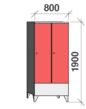 Klädskåp 2x400, 1900x800x545 , kort dörrar