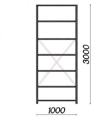 Starter bay 3000x1000x500 200kg/shelf,7 shelves