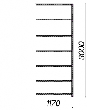 Extension bay 3000x1170x600 150kg/shelf,7 shelves