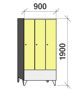 Klädskåp 3x300, 1900x900x545 , kort dörrar