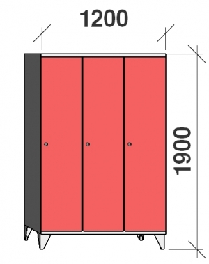 Locker 3x400, 1900x1200x545, long door
