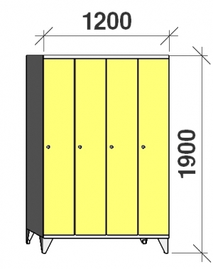 Locker 4x300, 1900x1200x545, long door