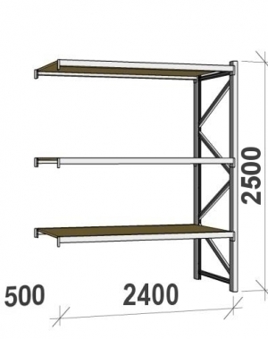 Extension Bay 2500x2400x500 300kg/level, 3 levels with chipboard