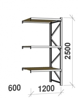 Extension bay 2500x1200x600 600kg/level,3 levels with chipboard