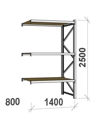 Extension Bay Starter bay 2500x1400x800 600kg/level,3 levels with chipboard