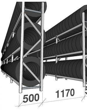 Däckställ, komplett för en 40-fots container, 288 däck