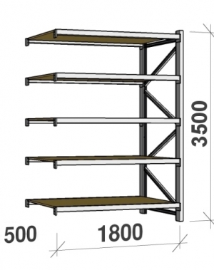 Extension bay 3500x1800x500 480kg/level,5 levels with chipboard MAXI