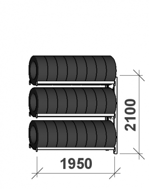 Add On Bay 2100x1950x500, 3 levels Tyre Rack MAXI