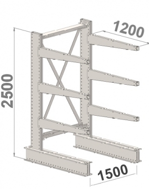 Grenställ startsektion 2500x1500x1200,6 x arm