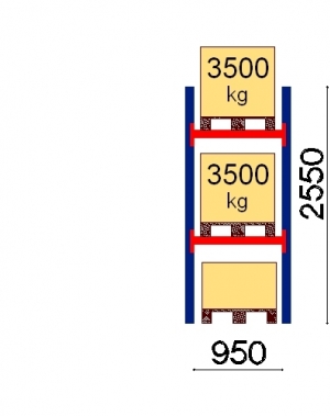 Pallställ startsektion 2550x950 3500kg/3 pallar