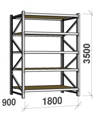 Starter bay 3500x1800x900 480kg/level,5 levels with chipboard MAXI