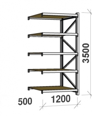 Extension bay 3500x1200x500 600kg/level,5 levels with chipboard MAXI