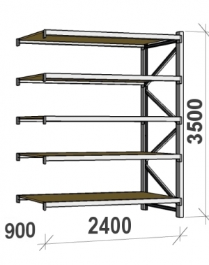 Extension bay 3500x2400x900 300kg/level,5 levels with chipboard MAXI