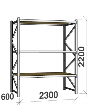 Longspan Starter bay 2200x2300x600 350kg/level,3 levels with chipboard