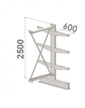 Grenställ följesektion 2500x1500x2x600,6 x arm