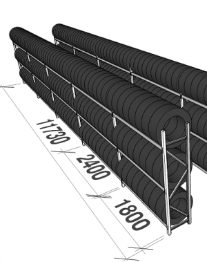 Tyre racking for a 40-foot container