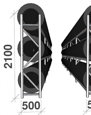 Tyre racking for a 40-foot container/2x11950 mm