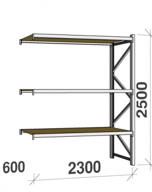 Extension bay 2500x2300x600 350kg/level,3 levels with chipboard