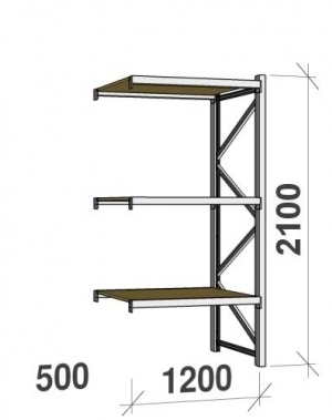 Extension bay 2100x1200x500 600kg/level,3 levels with chipboard