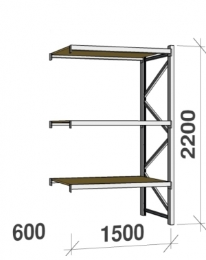 Extension bay 2200x1500x600 600kg/level,3 levels with chipboard