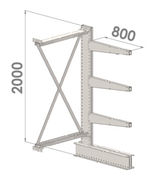 Grenställ följesektion 2000x1500x800,3 x arm