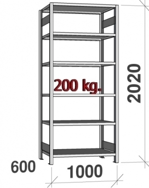 Startsektion 2020x1000x600 begagnade, 6 hyllor ZN Kasten