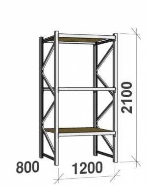 Starter bay 2100x1200x800 600kg/level,3 levels with chipboard