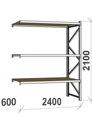 Extension bay 2100x2400x600 300kg/level,3 levels with chipboard
